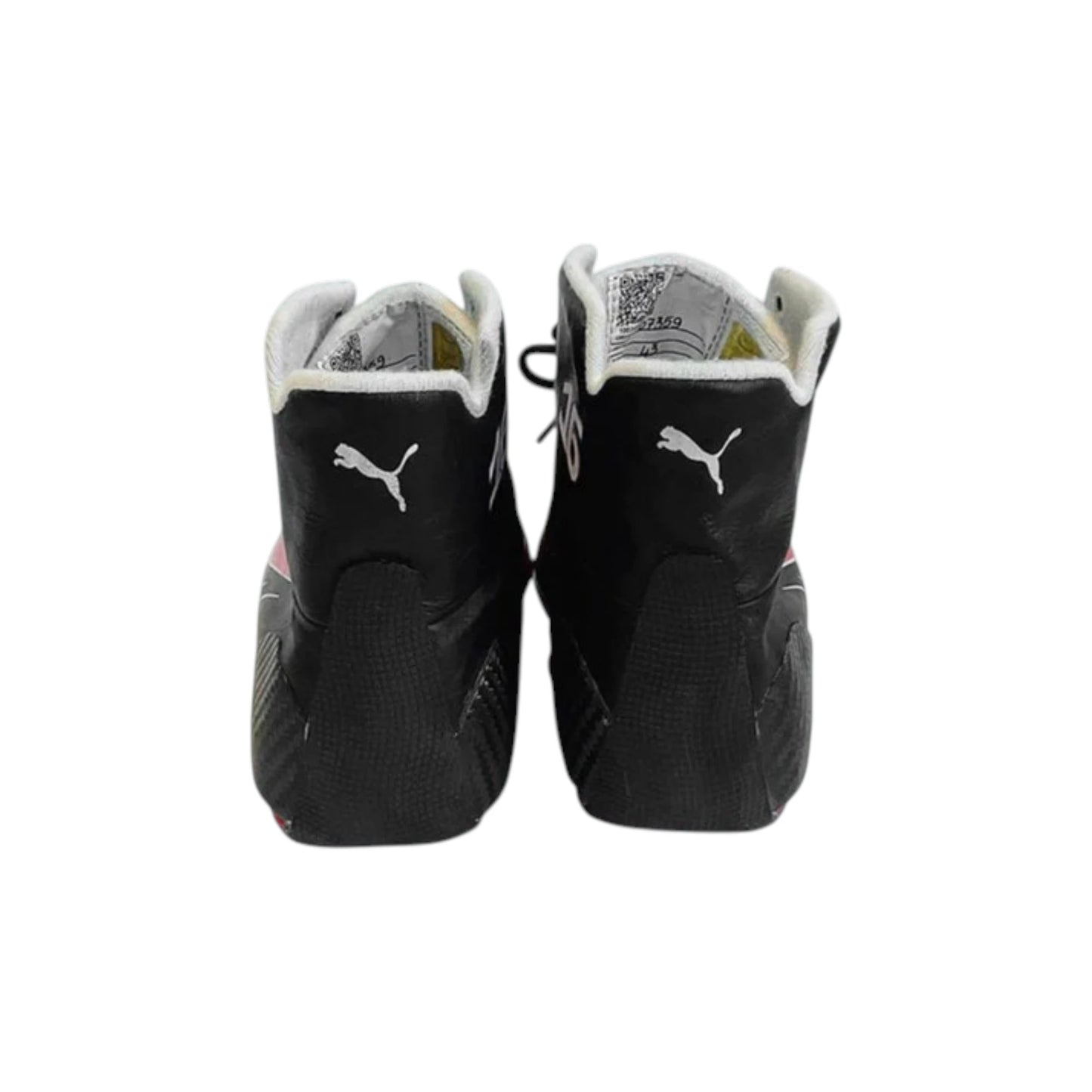 2022 Ferrari F1 racing shoes in black featuring Ferrari inspired styling and motorsport detailing