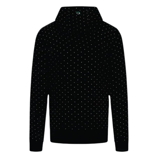 2023 Mercedes-AMG Petronas Polka Dot F1 Hoodie in black featuring subtle polka dot detailing, Mercedes AMG Petronas team graphics, and a soft fleece lined design
