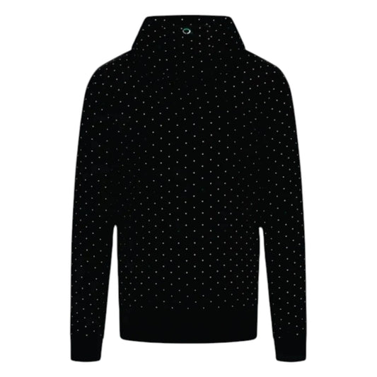 2023 Mercedes-AMG Petronas Polka Dot F1 Hoodie in black featuring subtle polka dot detailing, Mercedes AMG Petronas team graphics, and a soft fleece lined design