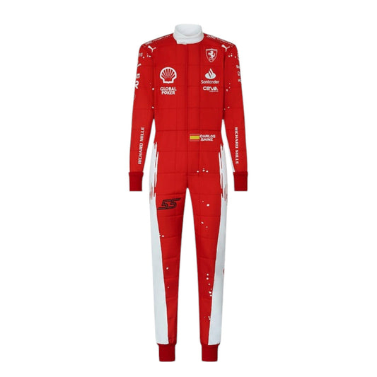 Carlos Sainz 2023 Ferrari Las Vegas GP special edition F1 race suit with event specific design and sponsor branding