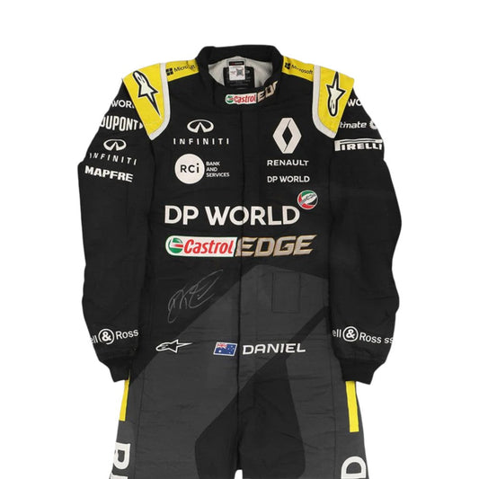 Daniel Ricciardo 2020 Renault F1 race suit in black and yellow design with Renault DP World team branding