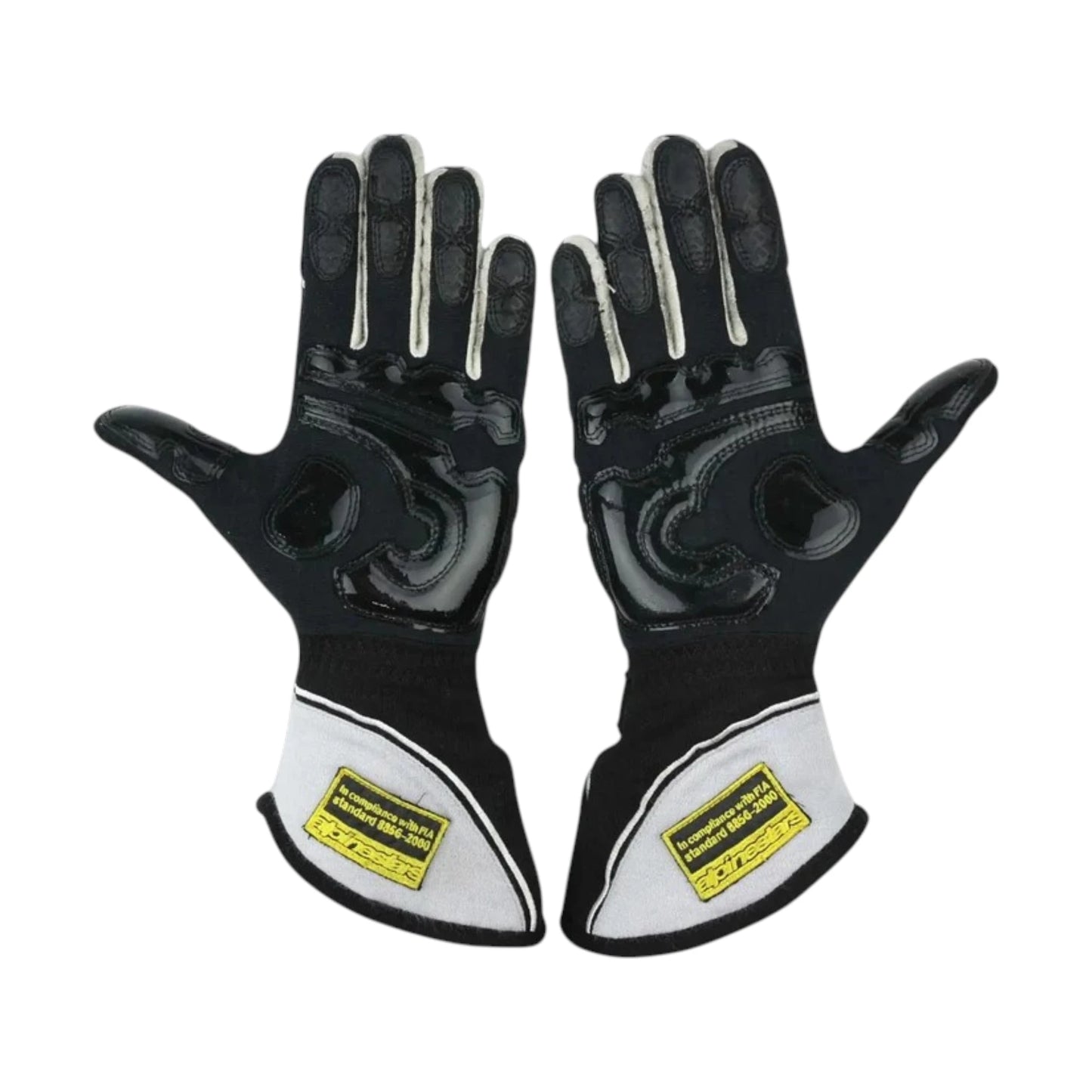Jenson Button 2015 McLaren F1 Racing Gloves in black and white with Jenson Button sponsor logos and premium motorsport detailing