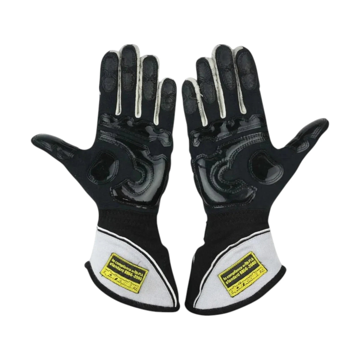 Jenson Button 2015 McLaren F1 Racing Gloves in black and white with Jenson Button sponsor logos and premium motorsport detailing
