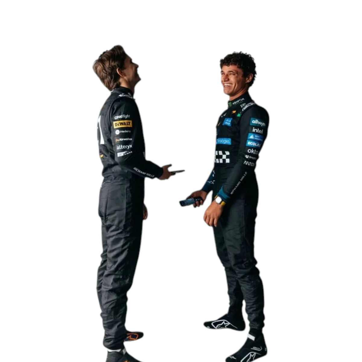 Lando Norris 2026 McLaren Monza GP F1 Racing Suit in black featuring McLaren team branding and sponsor logos