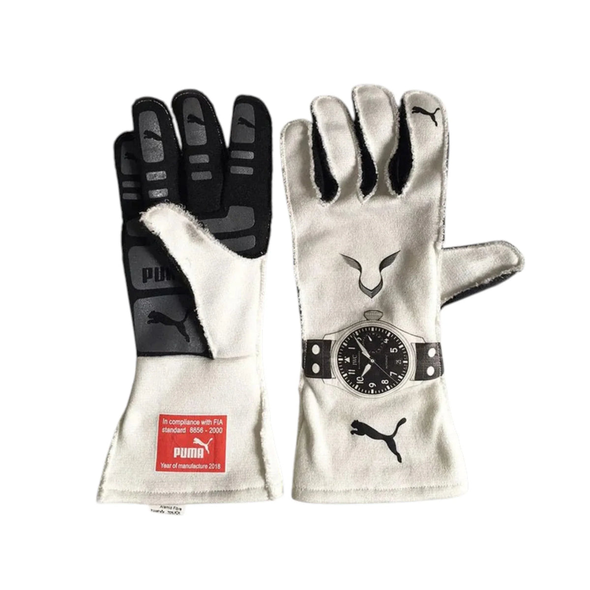 Lewis Hamilton 2019 Mercedes-AMG Petronas F1 racing gloves with team branding and sponsor logos