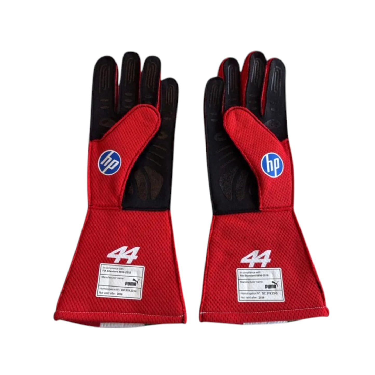 Lewis Hamilton 2026 Ferrari Monaco GP F1 racing gloves with special Ferrari Monaco Grand Prix design and sponsor logos