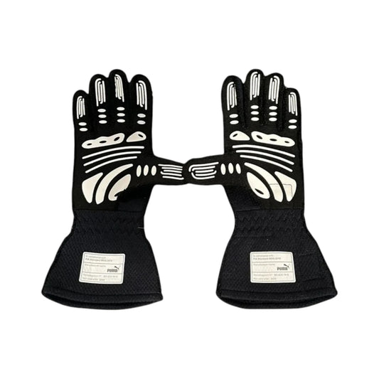 Max Verstappen 2020 Red Bull F1 racing gloves in dark navy with Aston Martin Red Bull Racing branding and sponsor logos