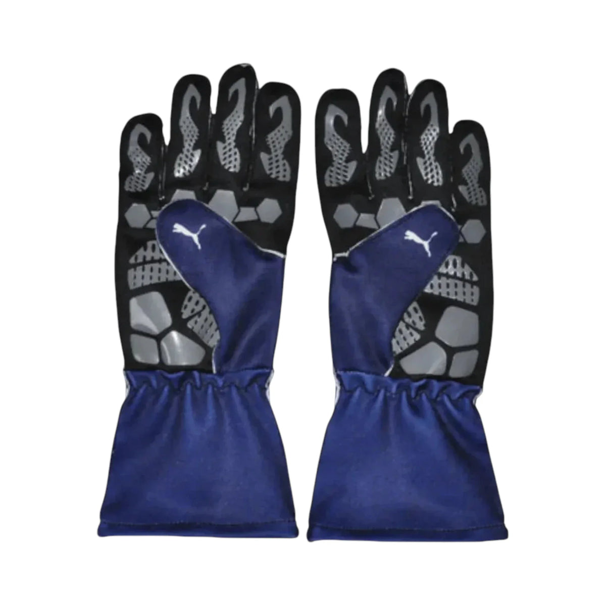 Max Verstappen 2022 Red Bull F1 racing gloves in dark navy with Oracle Red Bull Racing branding and sponsor logos