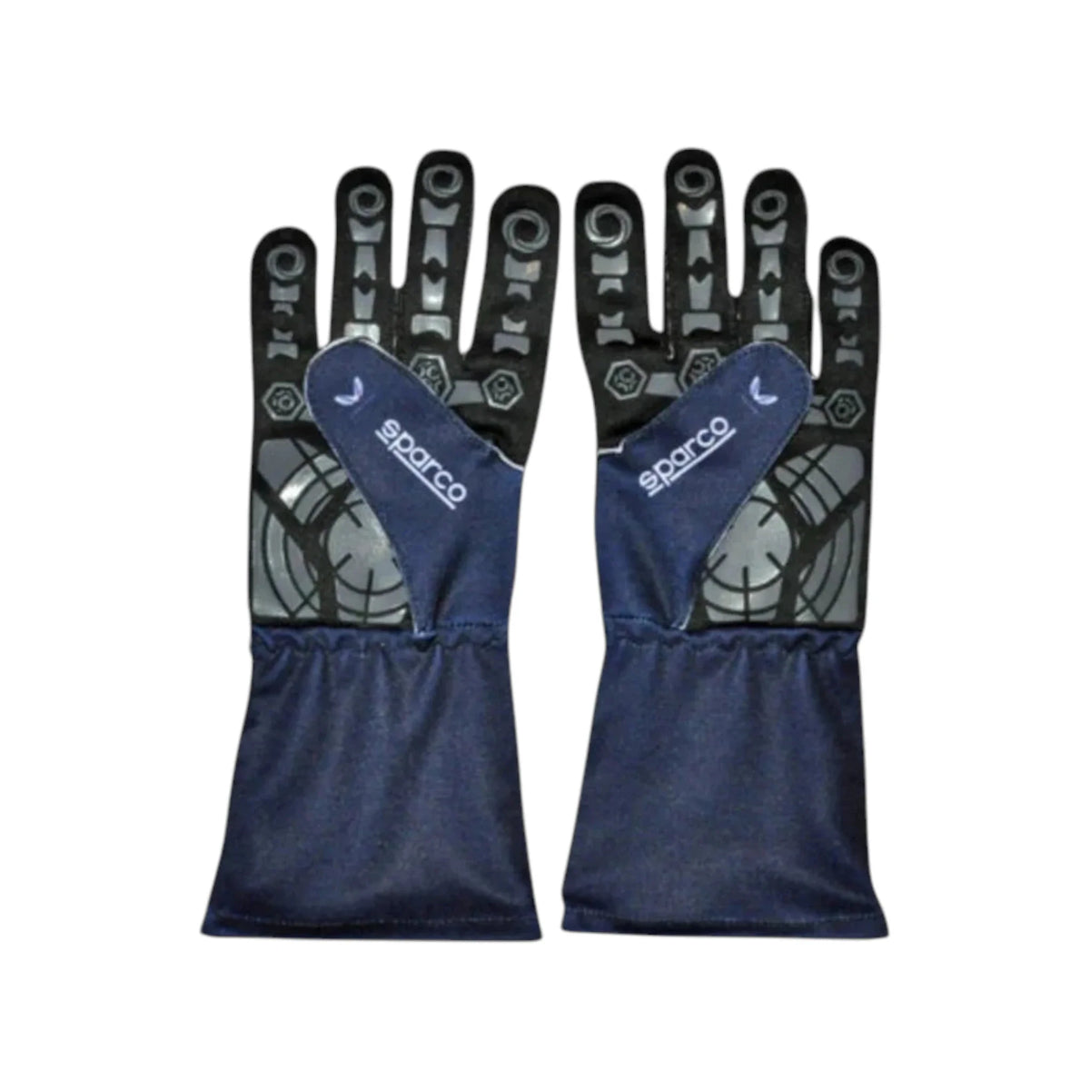 Max Verstappen 2023 Red Bull F1 racing gloves in dark navy with Oracle Red Bull Racing branding and sponsor logos