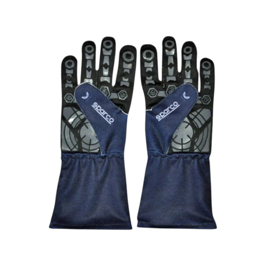 Max Verstappen 2023 Red Bull F1 racing gloves in dark navy with Oracle Red Bull Racing branding and sponsor logos