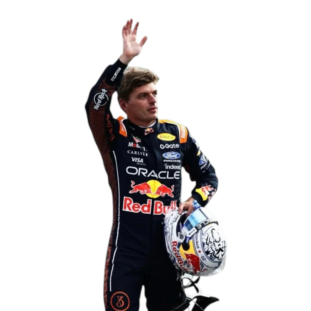 Max Verstappen 2026 Red Bull Dutch GP F1 Racing Suit in navy featuring team sponsor graphics and detailed racing design