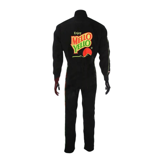 Mello Yello sublimation printed go kart racing suit featuring Mello Yello inspired graphics and professional motorsport detailing