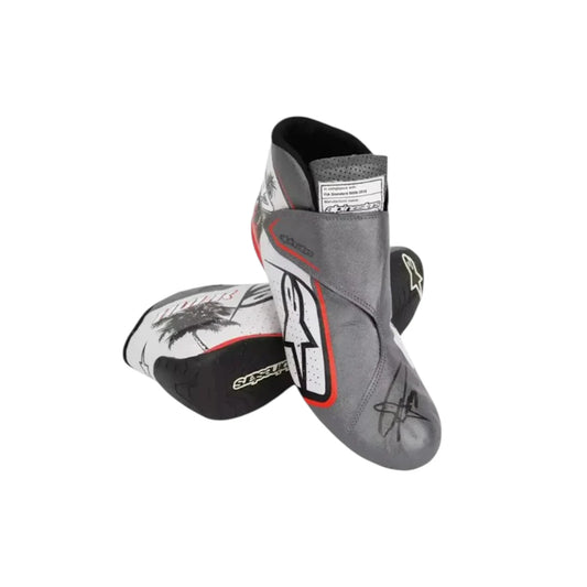 Nico Hülkenberg 2023 Haas Miami GP F1 racing shoes featuring grey, white and black Haas branding with Miami Grand Prix detailing