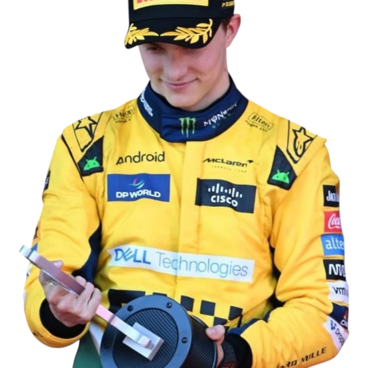 Oscar Piastri 2024 McLaren Monaco GP F1 race suit with special edition papaya and event detailing
