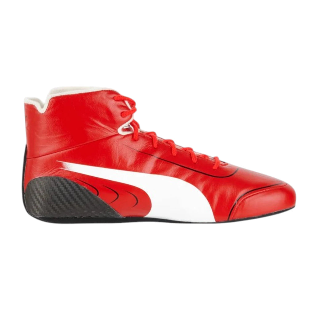 2022 Ferrari Puma Speedcat Pro F1 racing shoes in red featuring Ferrari inspired styling and motorsport detailing