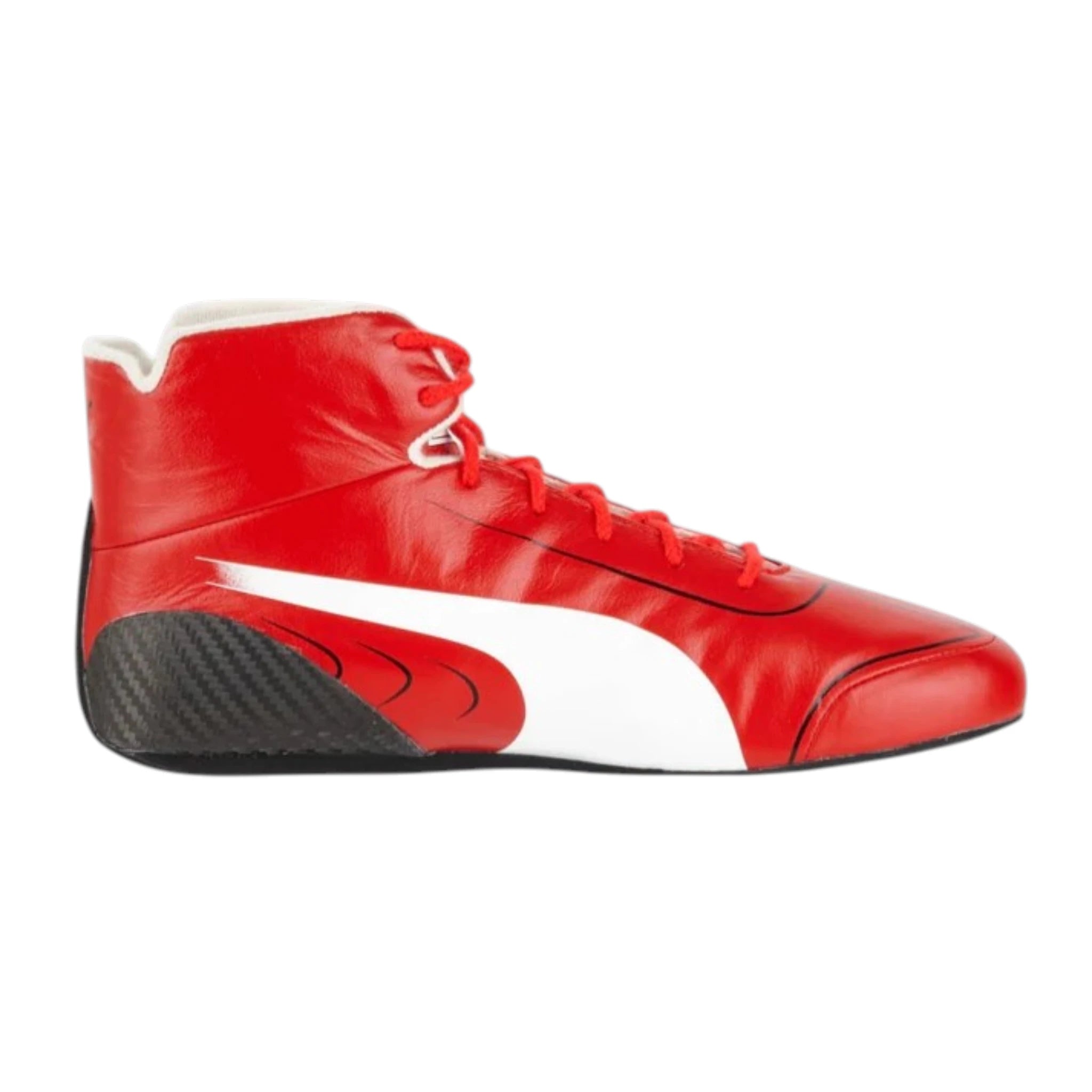 2022 Ferrari Puma Speedcat Pro F1 racing shoes in red featuring Ferrari inspired styling and motorsport detailing