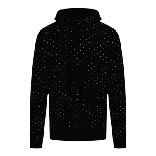 2023 Mercedes-AMG Petronas Polka Dot F1 Hoodie in black featuring subtle polka dot detailing, Mercedes AMG Petronas team graphics, and a soft fleece lined design