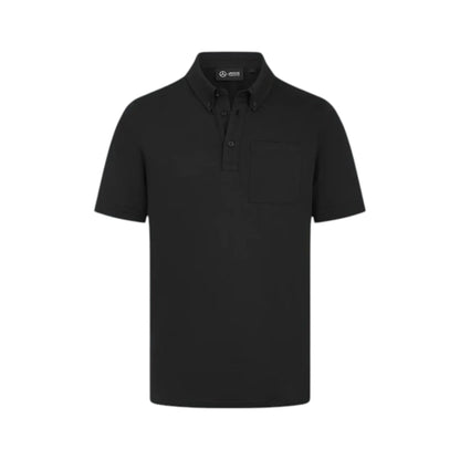 2024 Mercedes-AMG Petronas F1 Polo Shirt in black with classic collared design and chest pocket