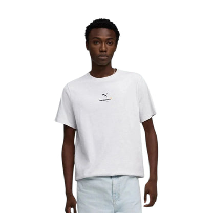 2026 McLaren F1 Team Small Logo T-Shirt in white featuring McLaren F1 Team branding and small logo detail