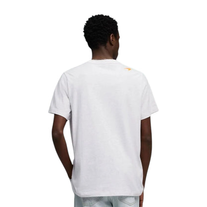 2026 McLaren F1 Team Small Logo T-Shirt in white featuring McLaren F1 Team branding and small logo detail