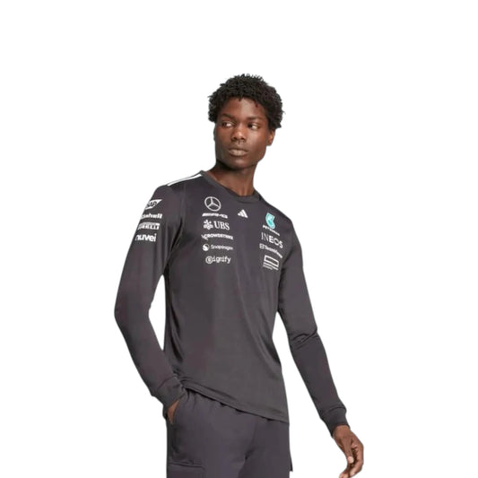 2026 Mercedes-AMG Petronas F1 Undershirt in dark grey with authentic team sponsor logos and long sleeve performance design