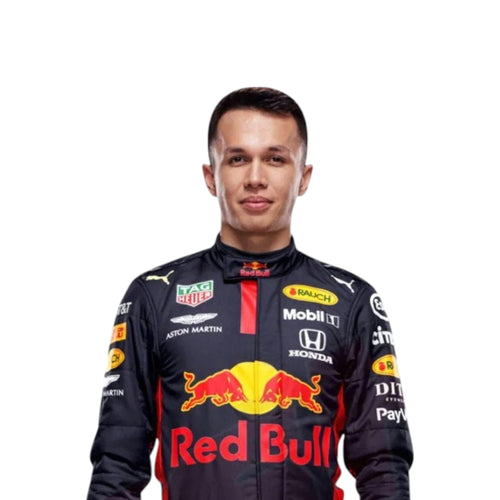 Alexander Albon 2020 Red Bull F1 race suit in navy blue with Red Bull and sponsor branding