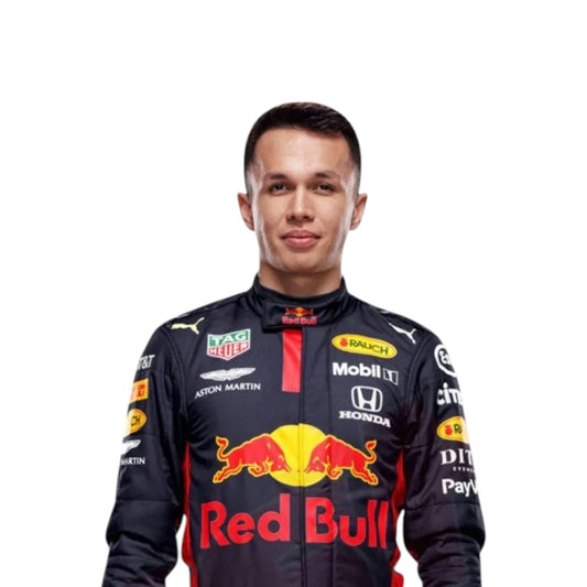 Alexander Albon 2020 Red Bull F1 race suit in navy blue with Red Bull and sponsor branding