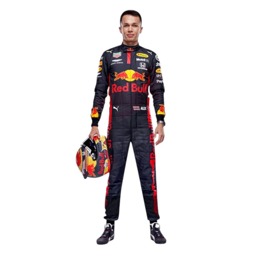 Alexander Albon 2020 Red Bull F1 race suit in navy blue with Red Bull and sponsor branding
