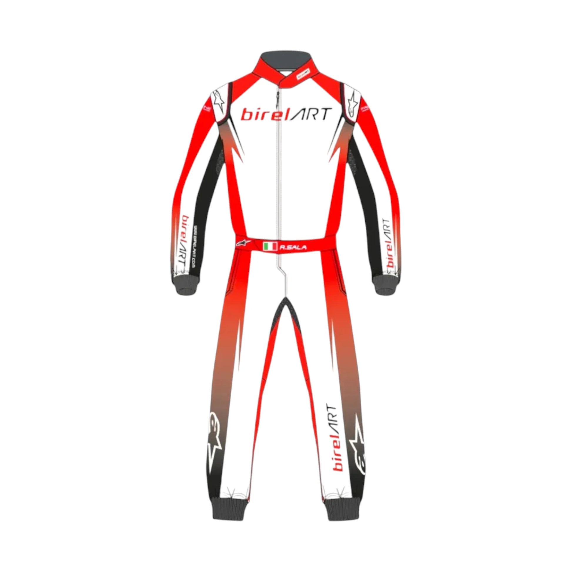 Alpinestars Birel ART Go Kart Racing Suit featuring authentic Birel ART inspired karting graphics and professional motorsport detailing