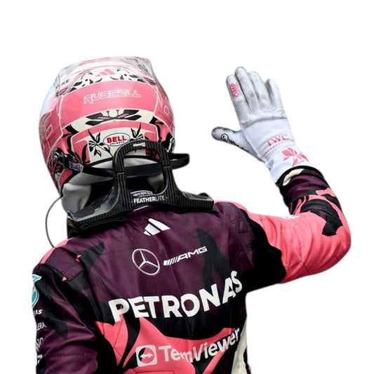 2025 Miami GP Mercedes AMG F1 race suit replica worn by Andrea Kimi Antonelli special edition teamwear with teal accents and branding