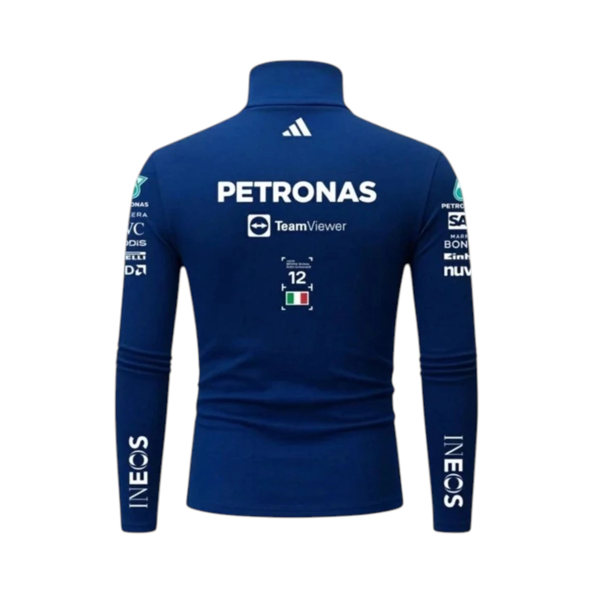 Andrea Kimi Antonelli 2026 Mercedes-AMG Petronas F1 Undershirt in blue with authentic Mercedes-AMG Petronas sponsor logos and long sleeve performance design