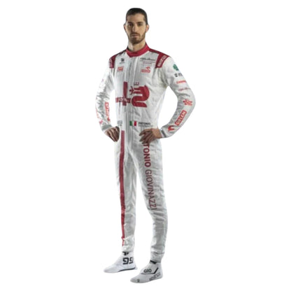 Antonio Giovinazzi 2021 Alfa Romeo F1 race suit in red white and black with sponsor logos
