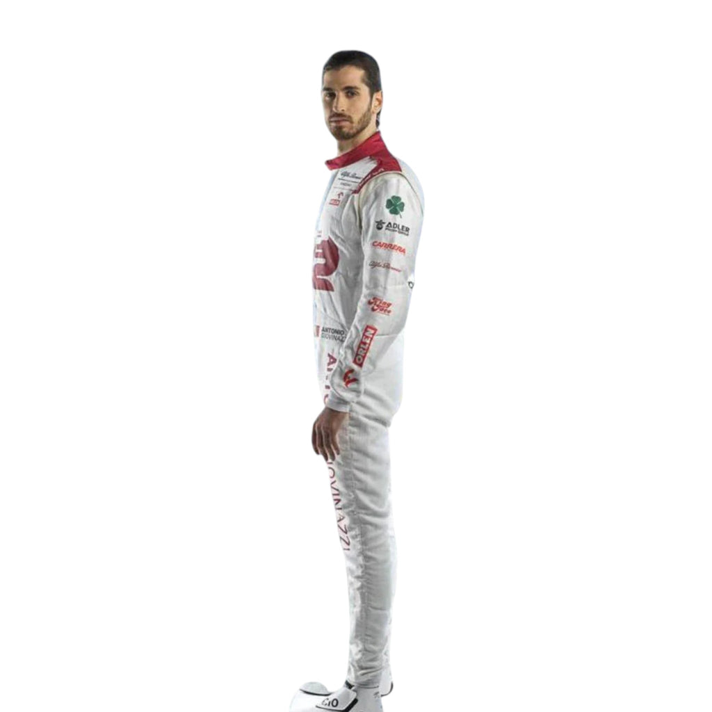 Antonio Giovinazzi 2021 Alfa Romeo F1 race suit in red white and black with sponsor logos