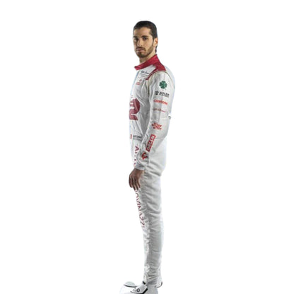 Antonio Giovinazzi 2021 Alfa Romeo F1 race suit in red white and black with sponsor logos