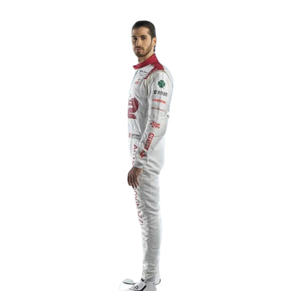 Antonio Giovinazzi 2021 Alfa Romeo F1 race suit in red white and black with sponsor logos
