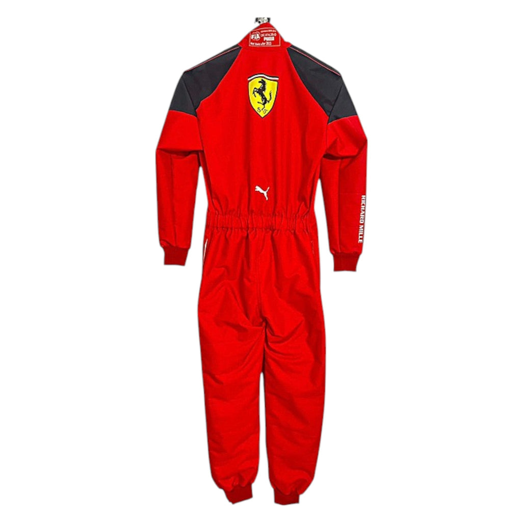 Charles Leclerc 2023 Ferrari F1 race suit in signature red with Ferrari and sponsor branding