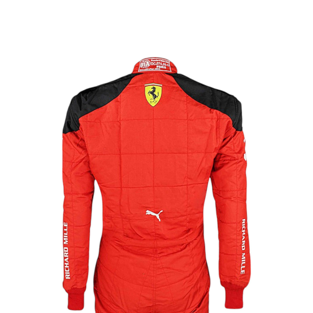 Carlos Sainz 2023 Ferrari F1 race suit in red with sponsor branding