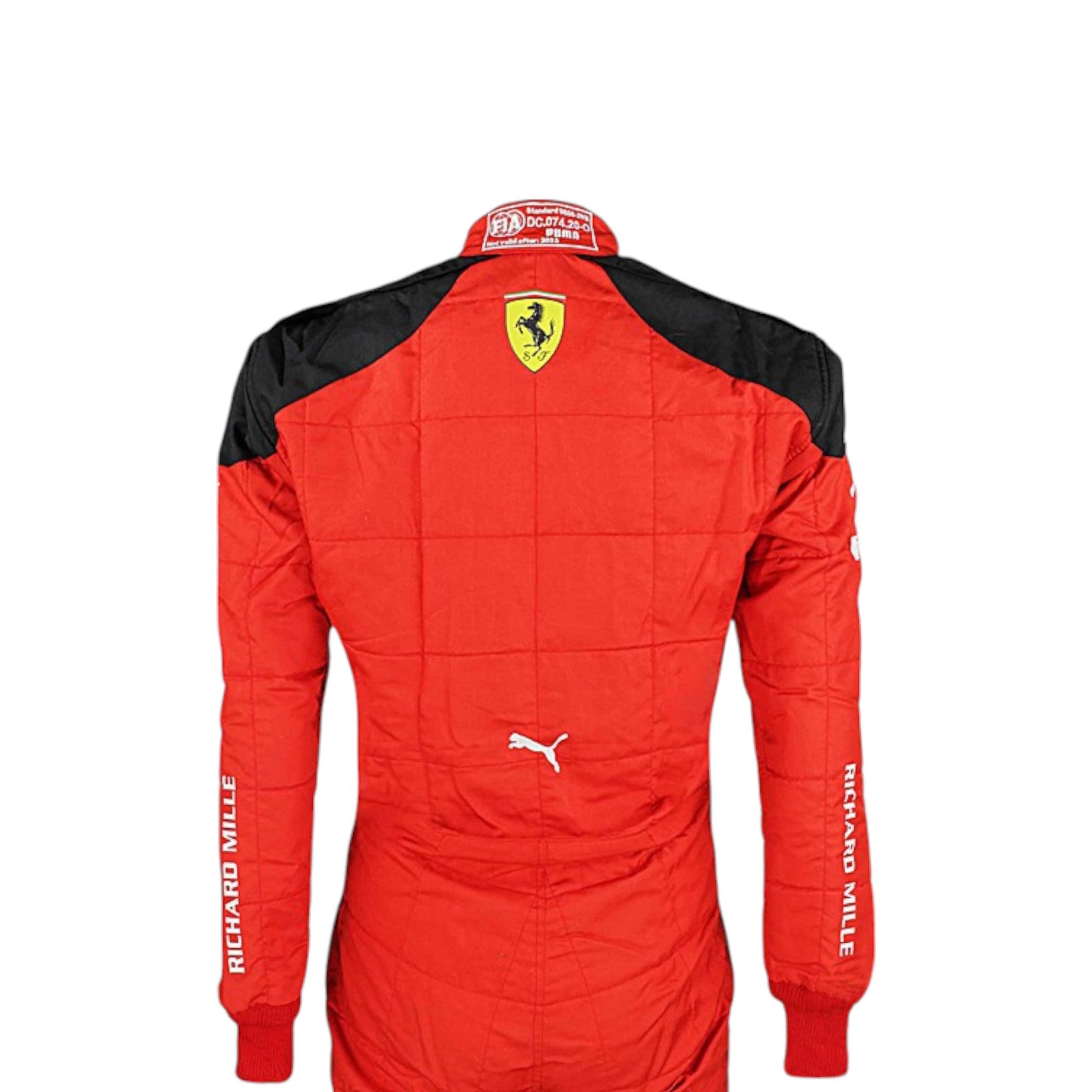 Carlos Sainz 2023 Ferrari F1 race suit in red with sponsor branding