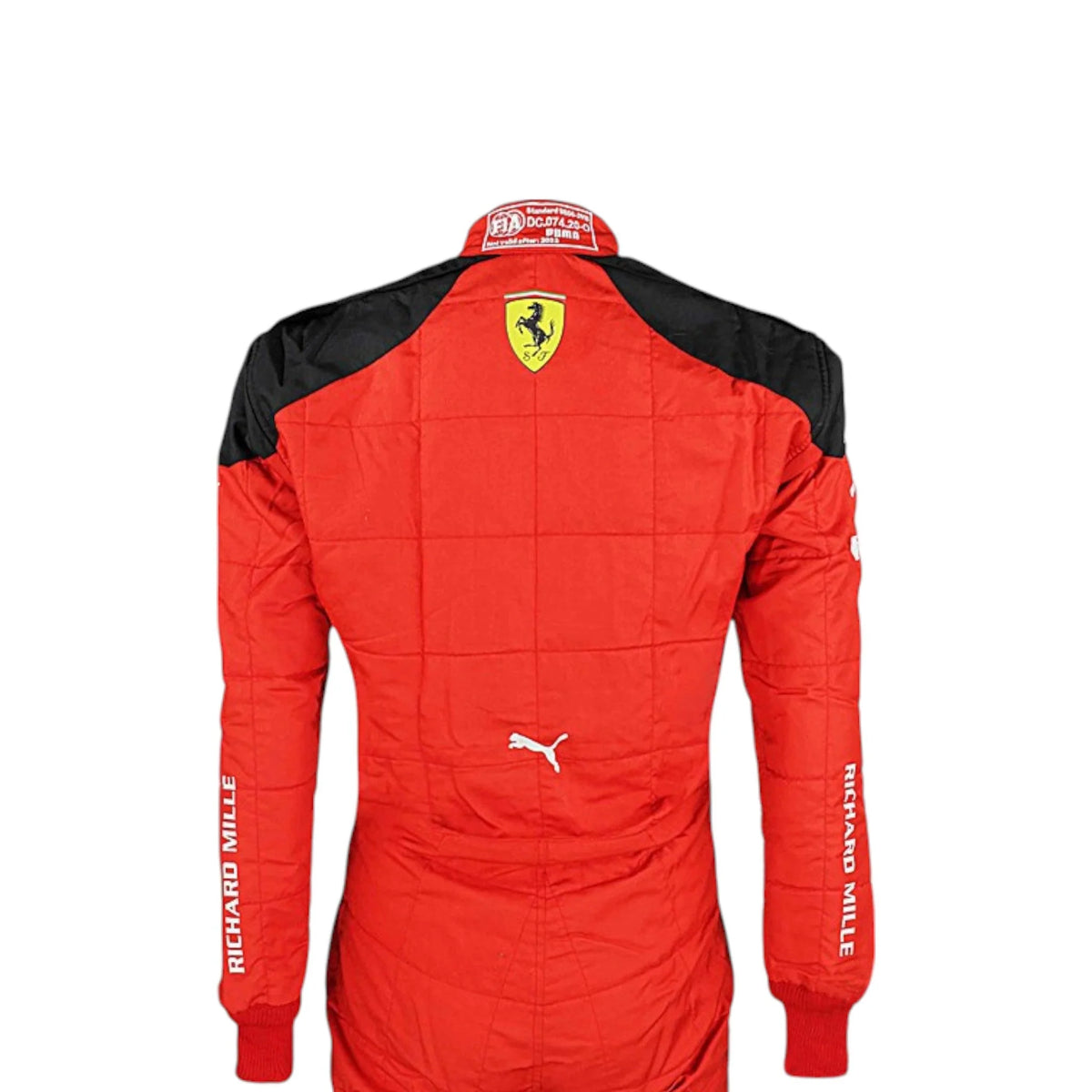 Carlos Sainz 2023 Ferrari F1 race suit in red with sponsor branding