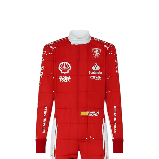 Carlos Sainz 2023 Ferrari Las Vegas GP special edition F1 race suit with event specific design and sponsor branding
