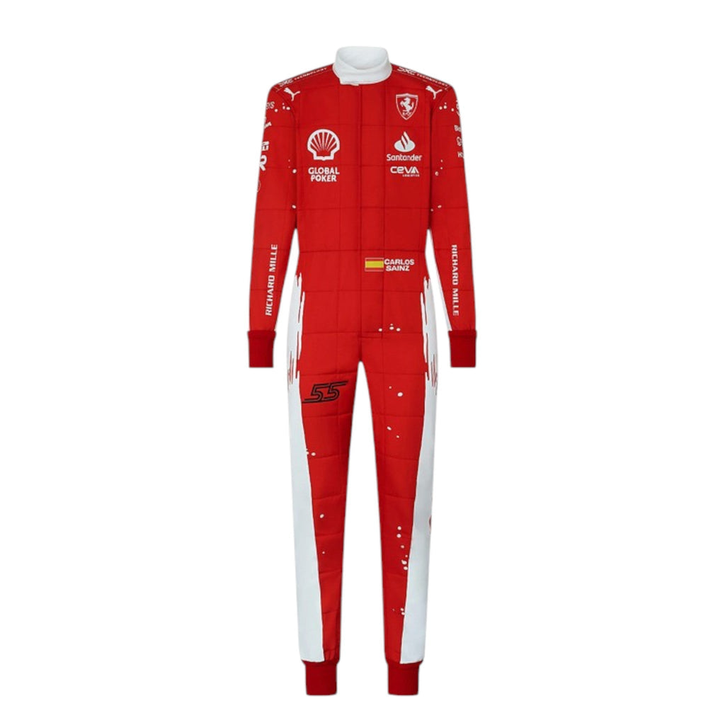 Carlos Sainz 2023 Ferrari Las Vegas GP special edition F1 race suit with event specific design and sponsor branding