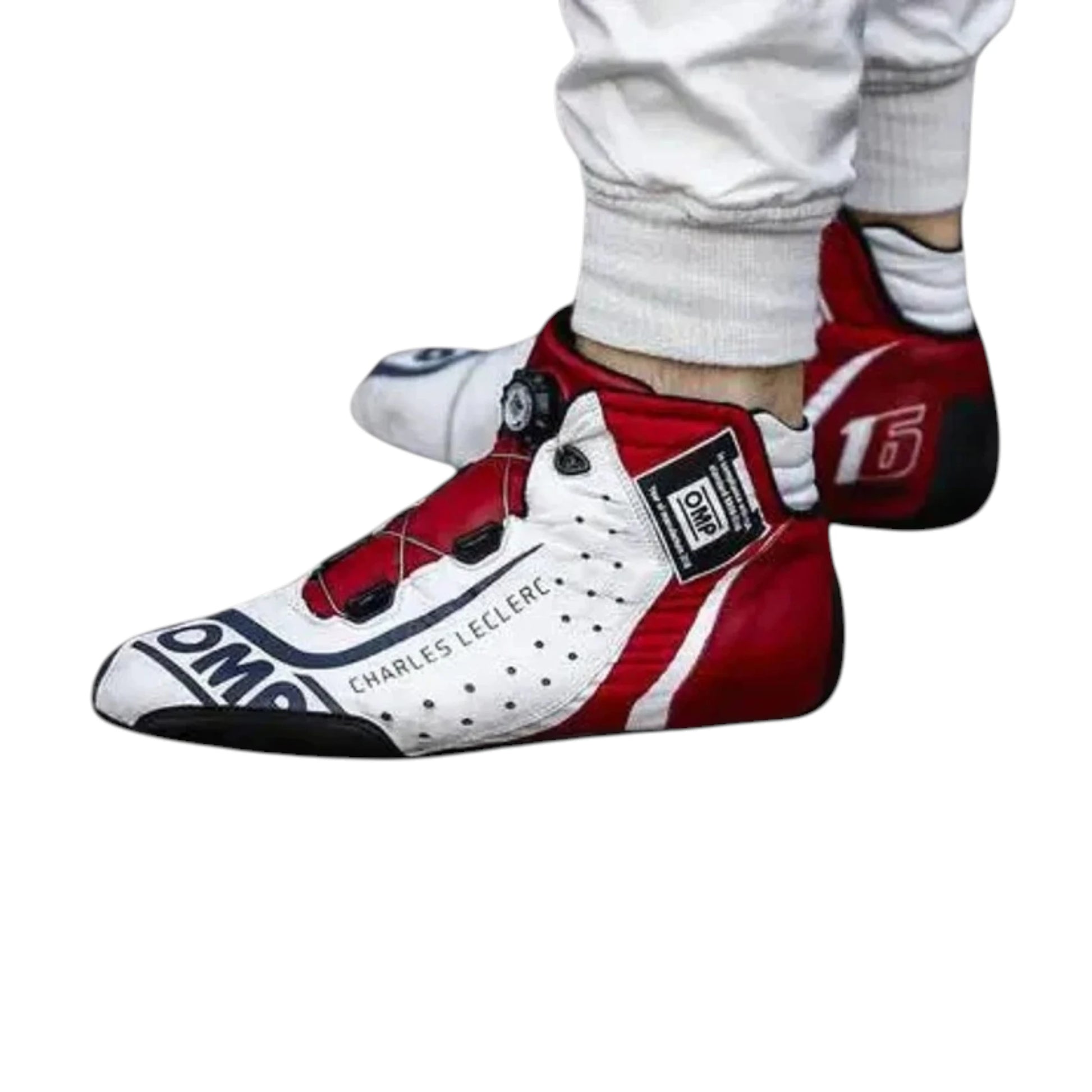 Charles Leclerc 2018 Alfa Romeo F1 racing shoes featuring Alfa Romeo inspired styling and motorsport detailing