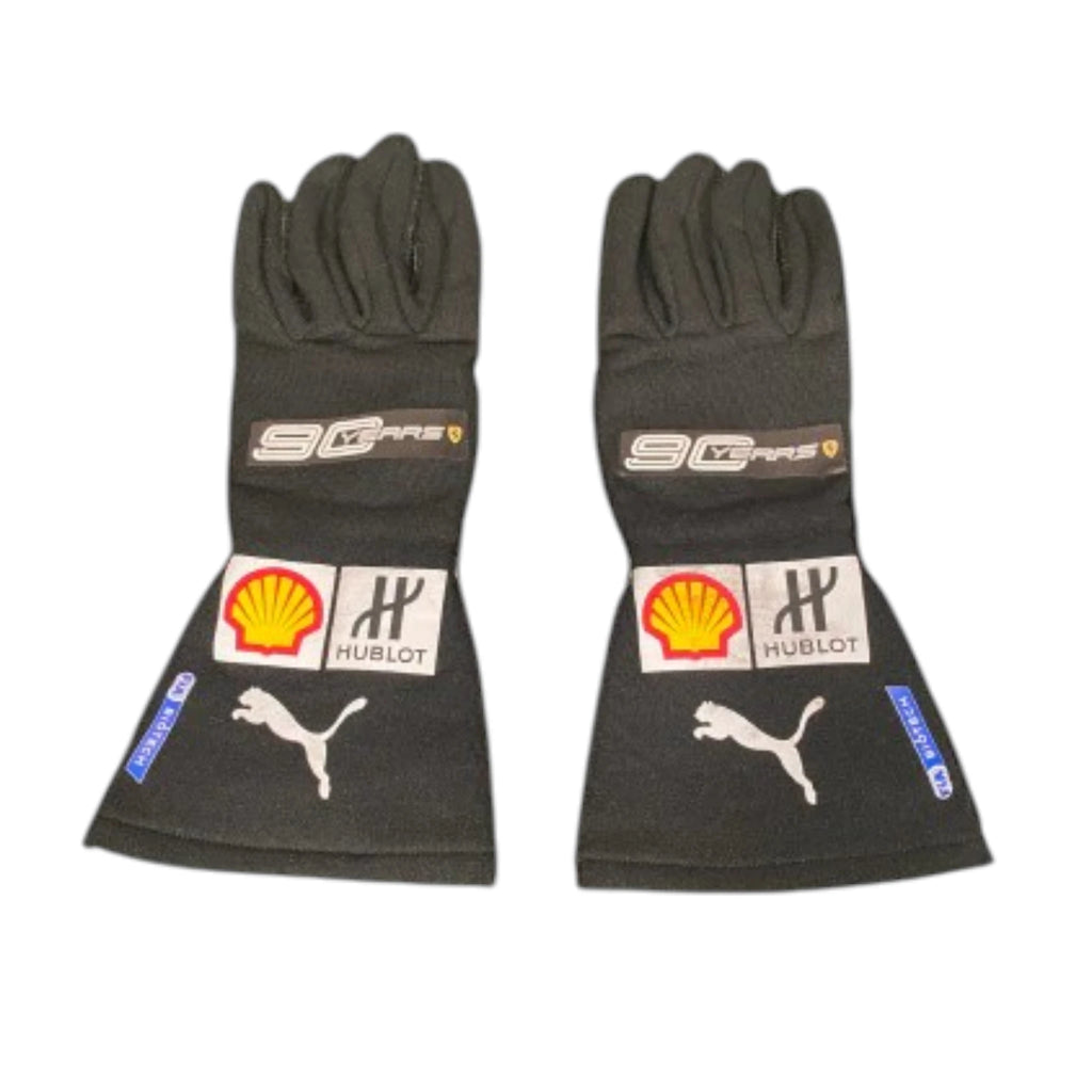 Charles Leclerc 2019 Ferrari F1 racing gloves with team branding and sponsor logos