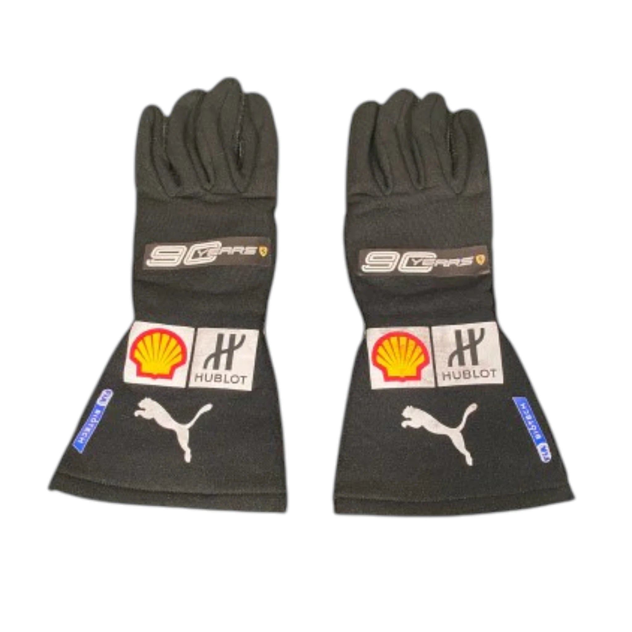 Charles Leclerc 2019 Ferrari F1 racing gloves with team branding and sponsor logos