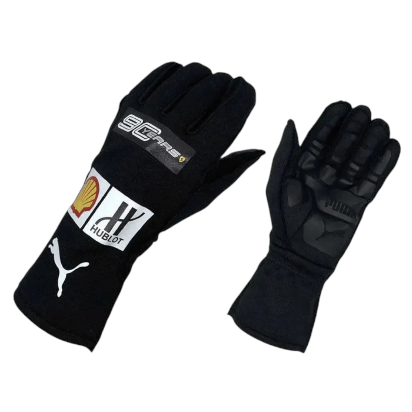 Charles Leclerc 2019 Ferrari F1 racing gloves with team branding and sponsor logos