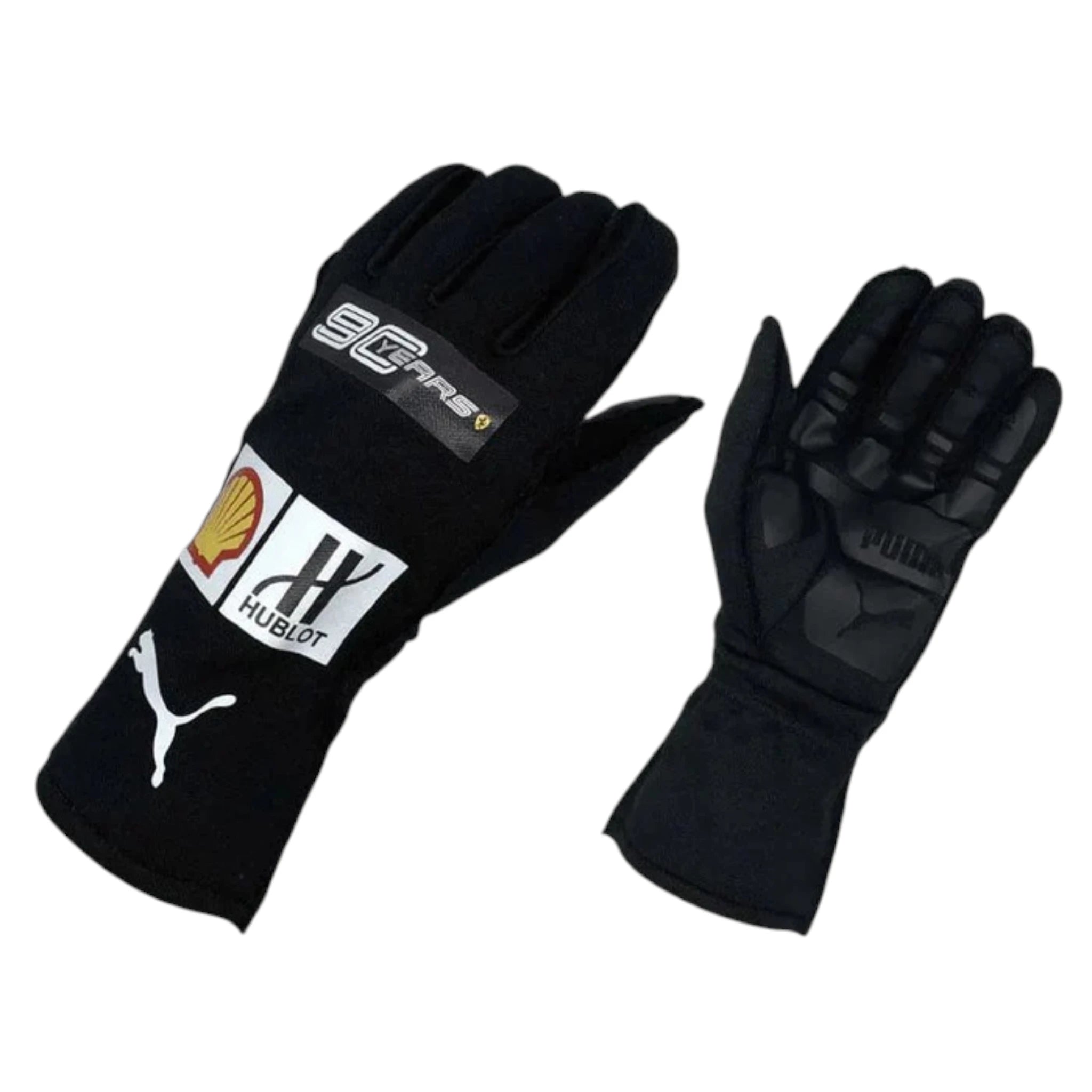 Charles Leclerc 2019 Ferrari F1 racing gloves with team branding and sponsor logos