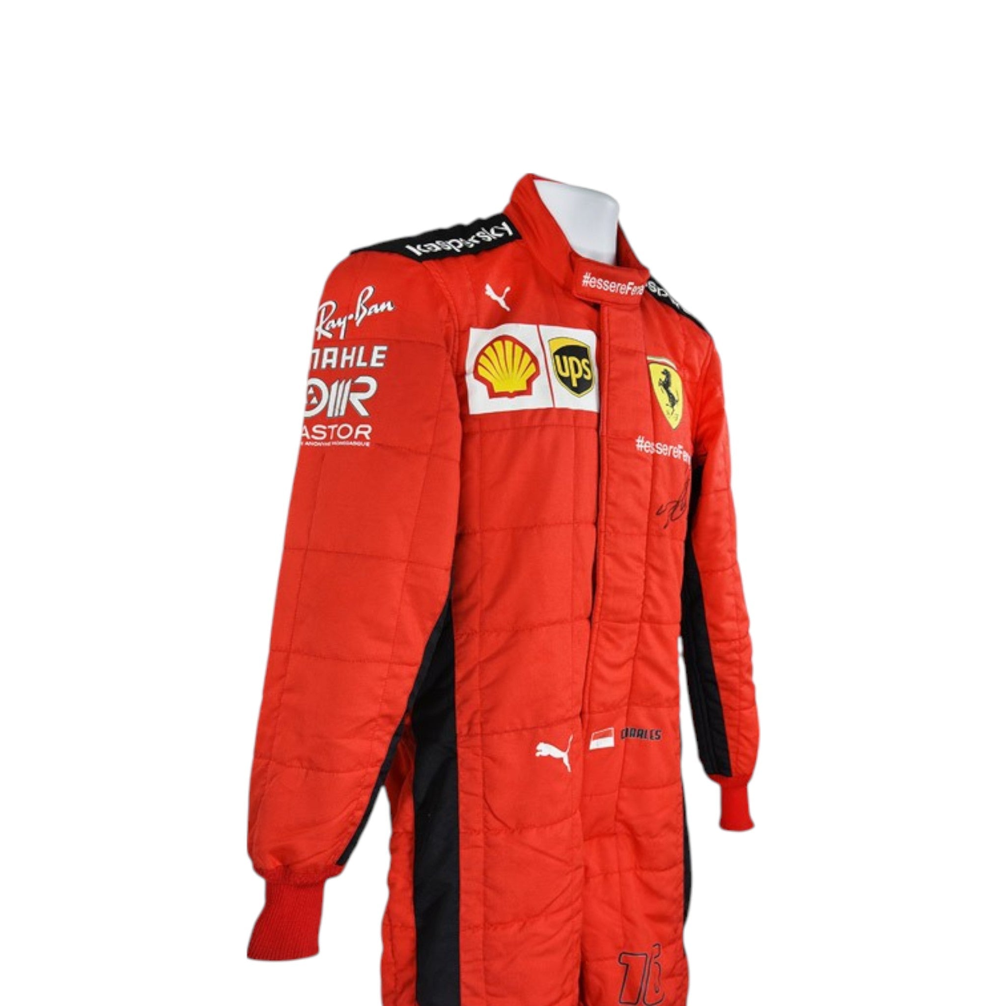 Charles Leclerc 2020 Ferrari F1 race suit in signature red with Ferrari and sponsor branding