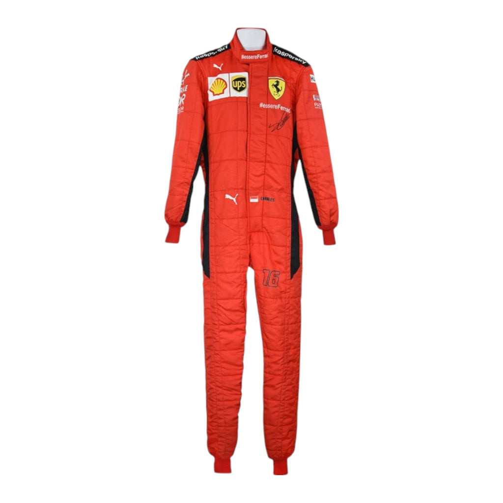 Charles Leclerc 2020 Ferrari F1 race suit in signature red with Ferrari and sponsor branding