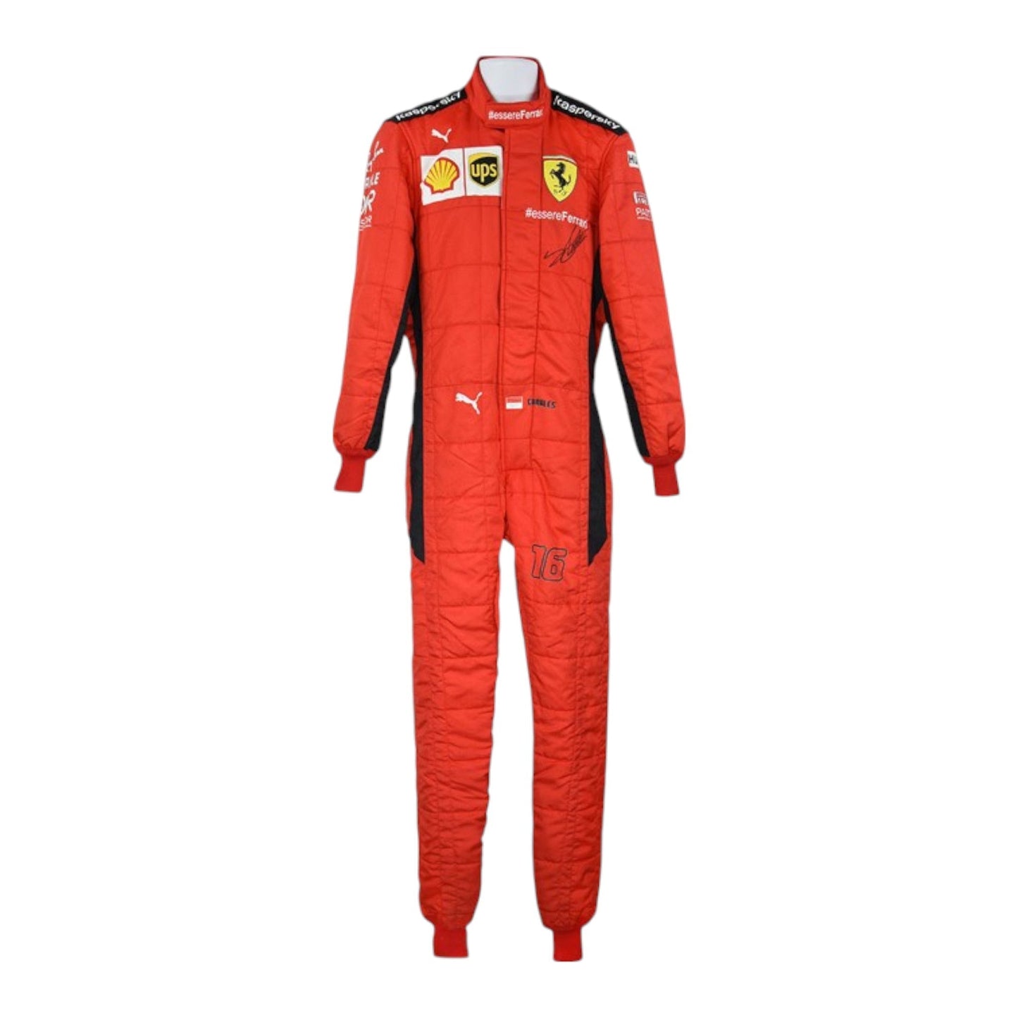 Charles Leclerc 2020 Ferrari F1 race suit in signature red with Ferrari and sponsor branding