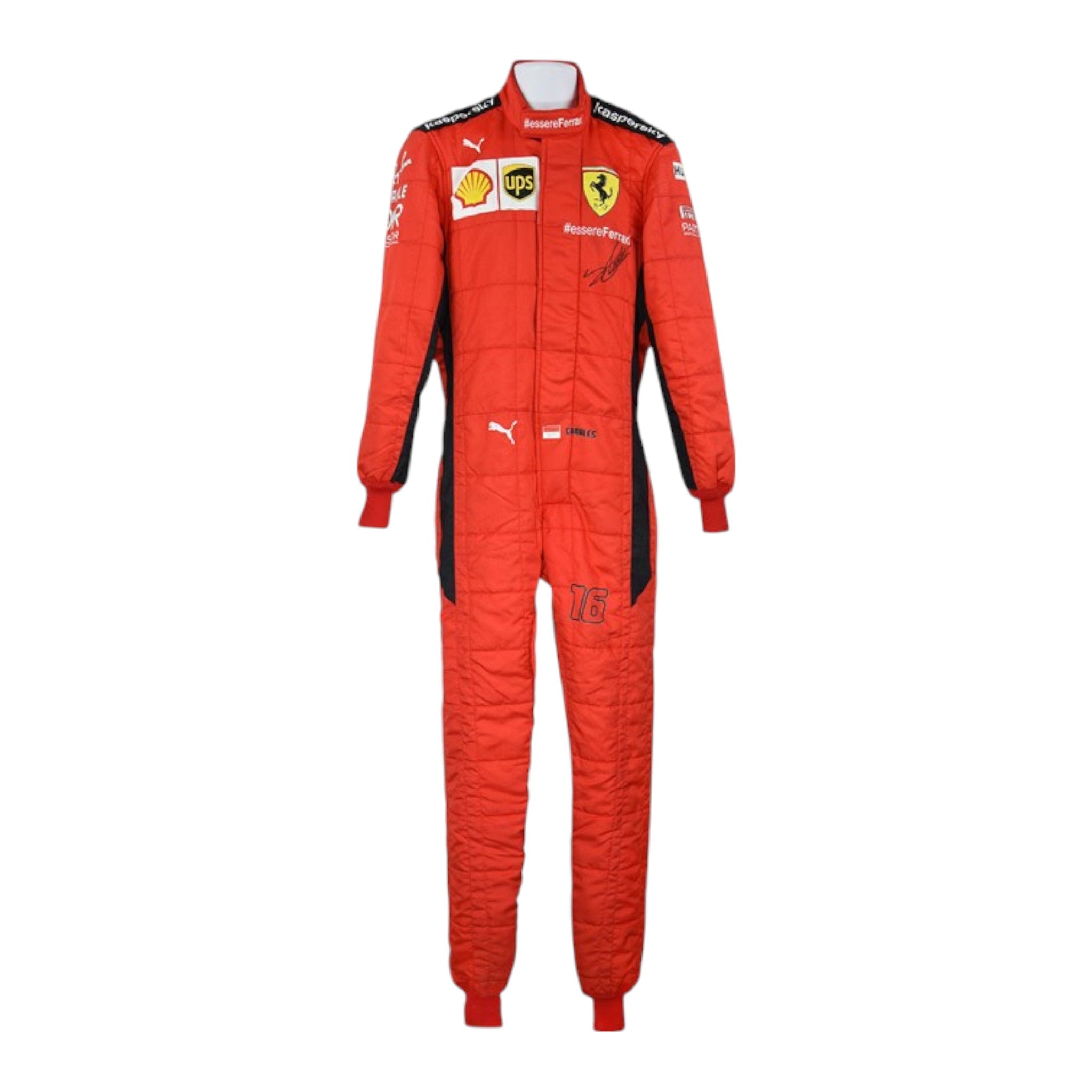 Charles Leclerc 2020 Ferrari F1 race suit in signature red with Ferrari and sponsor branding